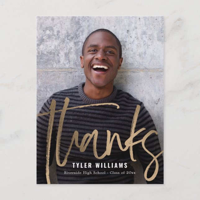 Shiny Strokes Moderner Abschluss Vielen Dank Postkarte (Vorderseite)