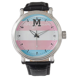 Shiny Transgender Pride Flag Armbanduhr