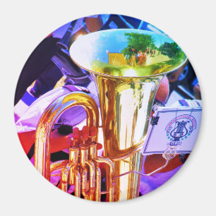 Shiny Tuba Slanted Perspective Brass Band Magnet