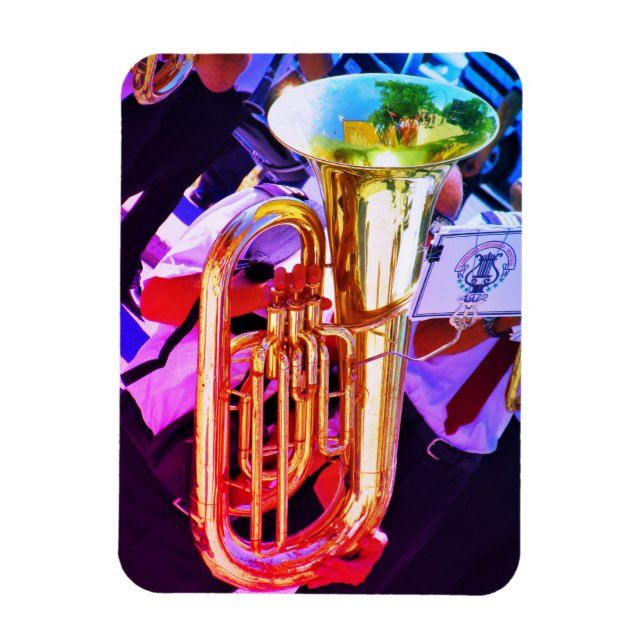 Shiny Tuba Slanted Perspective Brass Band Magnet (Vertikal)