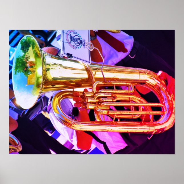 Shiny Tuba Slanted Perspective Brass Band Poster (Vorne)