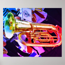 Shiny Tuba Slanted Perspective Brass Band Poster