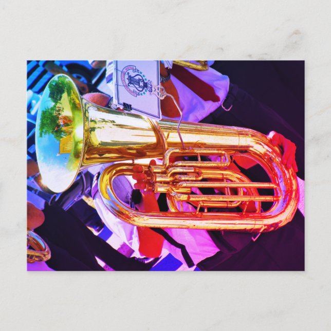 Shiny Tuba Slanted Perspective Brass Band Postkarte (Vorderseite)