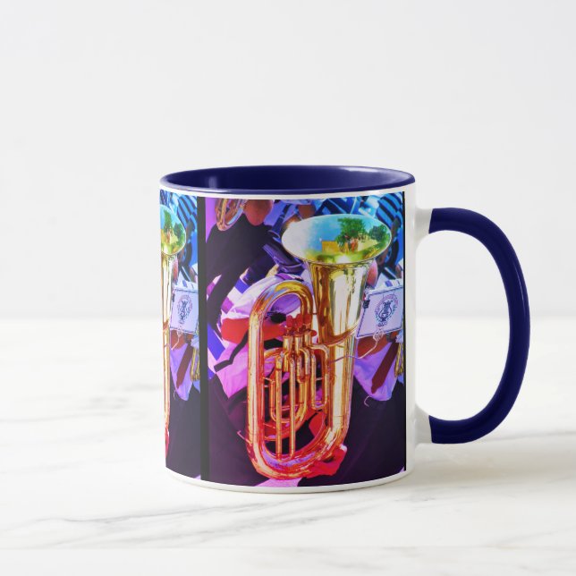 Shiny Tuba Slanted Perspective Brass Band Tasse (Rechts)