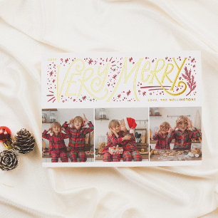 Shiny Very Merry Hand Lettering 3 Foto Weihnachten Folien Feiertagskarte