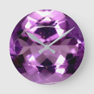 Shiny violet Amethyst Edelstein Februar Geburtstei Runde Wanduhr