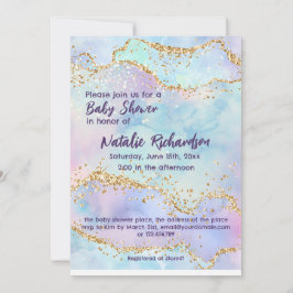 Shiny Watercolor Glitzer Lila Girls Babydusche Einladung