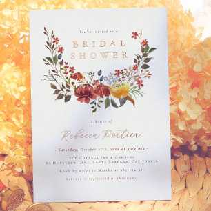 Shiny Watercolor-Wildblumen fallen Brautparty Folieneinladung