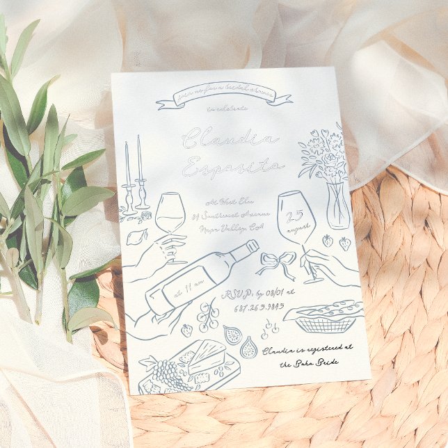 Shiny Whimsical Hand Illustriert Brautparty Folieneinladung (Von Creator hochgeladen)