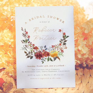 Shiny Wildblume Boho Floral Fall Brautparty Folieneinladung
