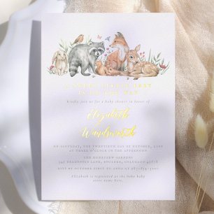 Shiny Woodland Forest Animals Vintag Babydusche Folieneinladung