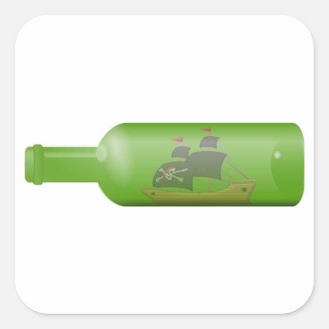 Ship in a bottle quadratischer aufkleber (Vorderseite)