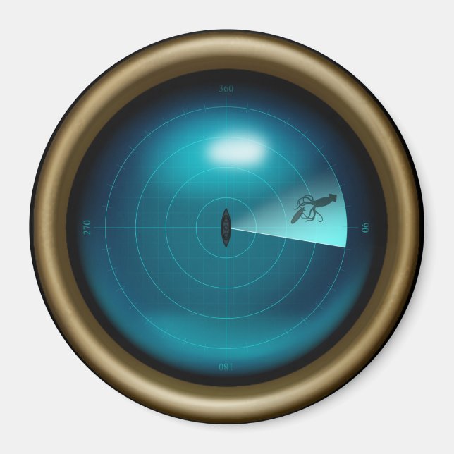 Ship Sonar Giant Tintenfisch Kraken Steampunk Naut Magnet (Vorne)