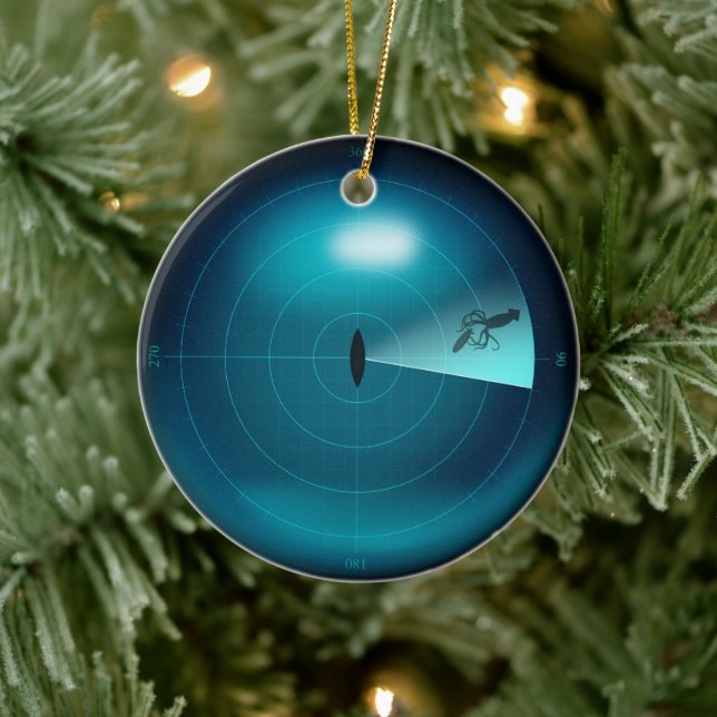 Ship Sonar Screen Kraken Riesen Tintenfisch Nautic Keramik Ornament (Baum)