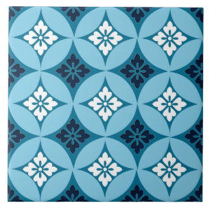 Shippo mit Blume Motif, Blau und Weiß Fliese