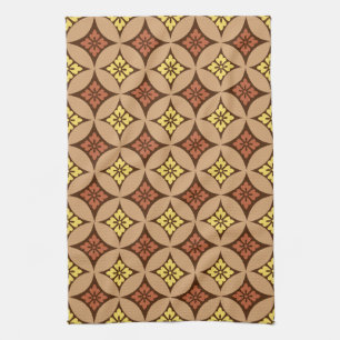 Shippo mit Blume Motif, Braun und Golden Yellow Handtuch