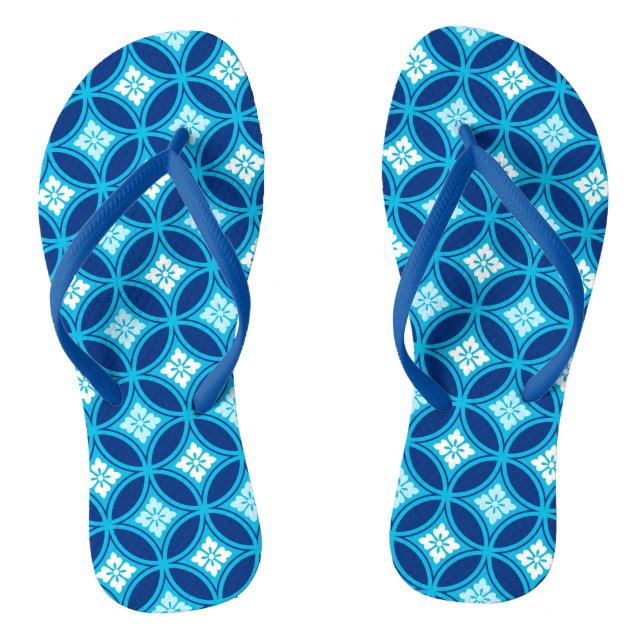 Shippo mit Blume Motif, Deep Indigo Blue Flip Flops (Fußbett)