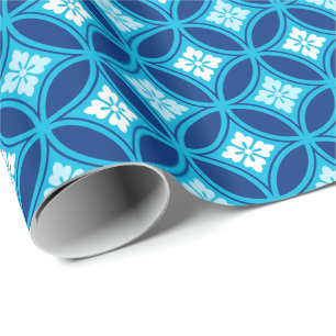 Shippo mit Blume Motif, Deep Indigo Blue Geschenkpapier