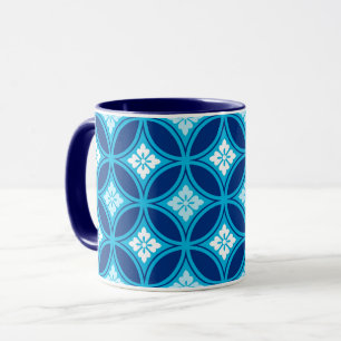 Shippo mit Blume Motif, Deep Indigo Blue Tasse