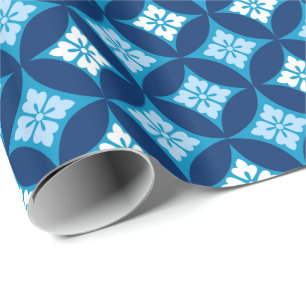 Shippo mit Blume Motif, Indigo Blau und Weiß Geschenkpapier