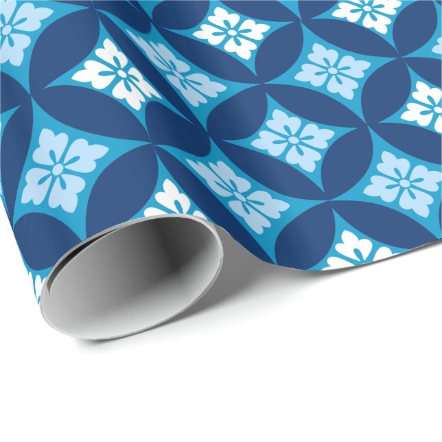 Shippo mit Blume Motif, Indigo Blau und Weiß Geschenkpapier (Rolleneckpunkt)