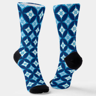 Shippo mit Blume Motif, Indigo Blue & White Socken