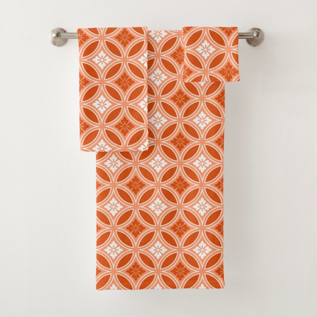 Shippo mit Blume Motif, Mandarin Orange Badhandtuch Set (Insitu)