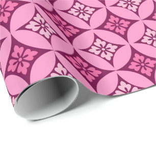 Shippo mit Blume Motif, Pink und Burgund Geschenkpapier