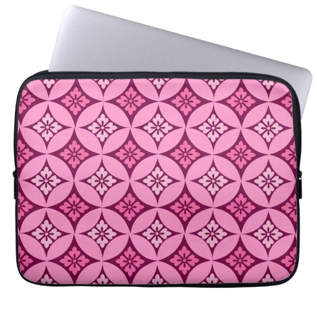 Shippo mit Blume Motif, Pink und Burgund Laptopschutzhülle (Vorderseite)