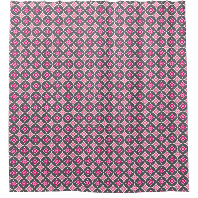 Shippo mit Blume Motif, Rosa und Silber Grau Duschvorhang (Vorderseite)
