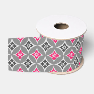 Shippo mit Blume Motif, Rosa und Silber Grau Ripsband