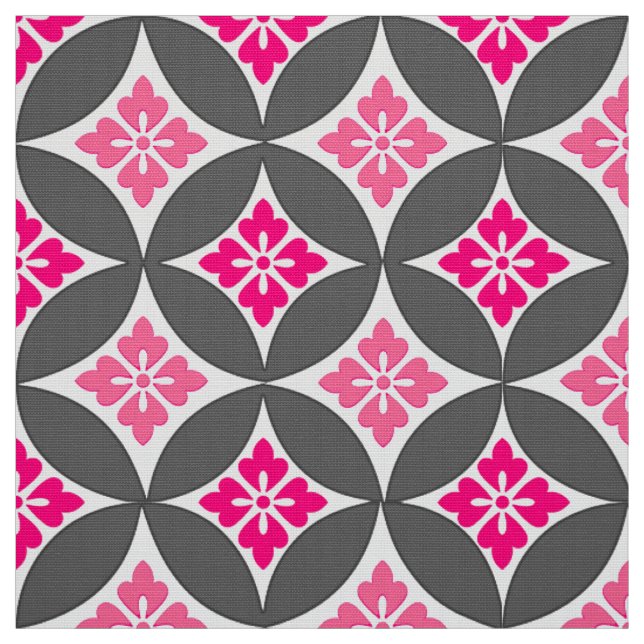 Shippo mit Blume Motif, Rosa und Silber Grau Stoff (Muster)