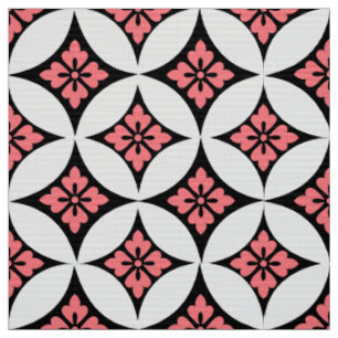 Shippo mit Blume Motif, Schwarz, Weiß und Rosa Stoff