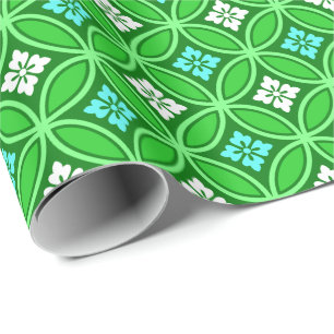 Shippo mit Blume Motif, Shades of Jade Green Geschenkpapier