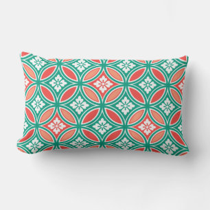 Shippo mit Blume Motif, Türkis und Korallenriff Lendenkissen