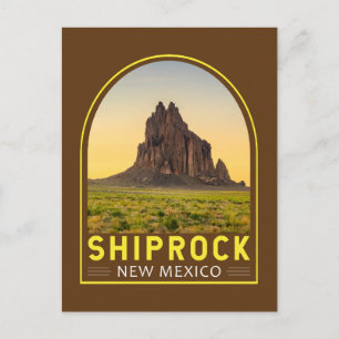 Shiprock New Mexico Emblem Art Vintag Postkarte