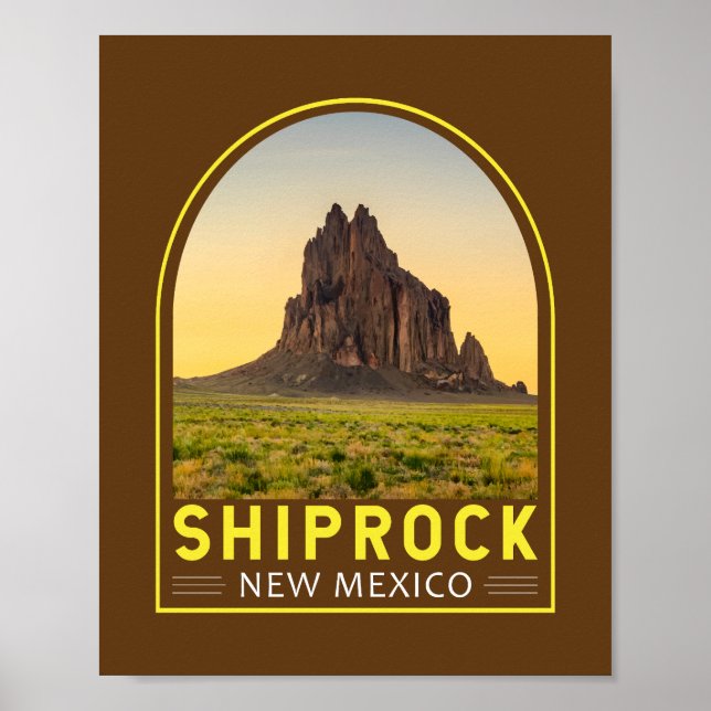 Shiprock New Mexico Retro-Emblem-Kunst Vintage Poster (Vorne)