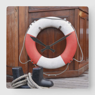 Ships Lifebelt Quadratische Wanduhr