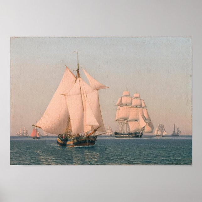Ships under sail in a mild breeze poster (Vorne)