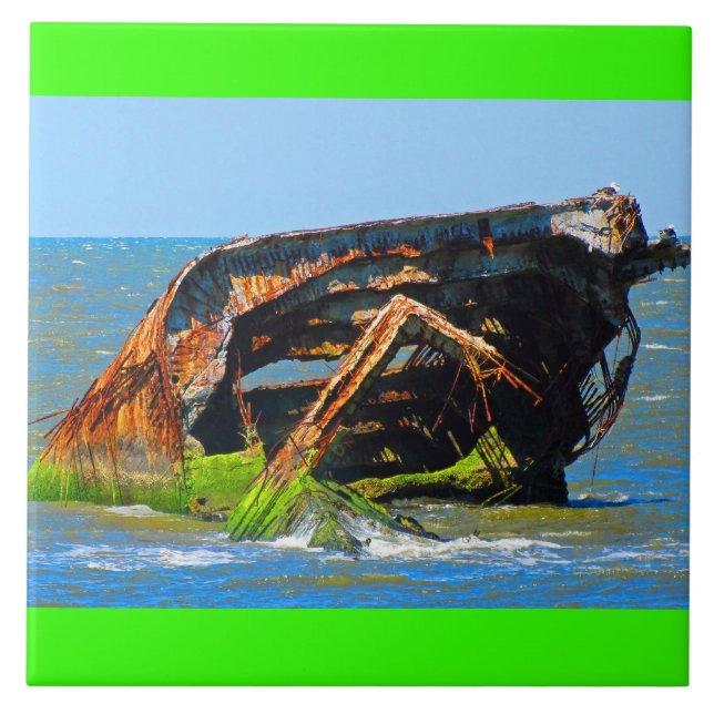 Shipwreck Abstrakt Blue Fliese (Vorderseite)