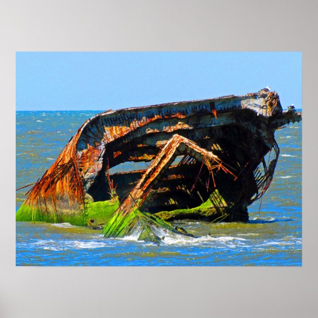 Shipwreck Abstrakt Blue Poster (Vorne)
