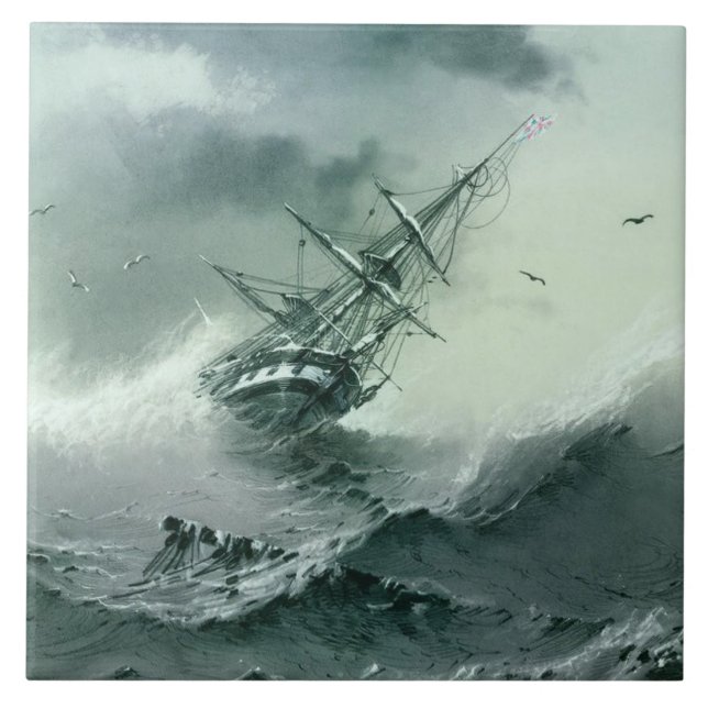 Shipwreck (von Ivan Aivazovsky) Fliese (Vorderseite)