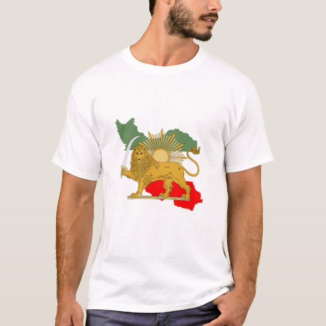 Shir o Khorshid - Lion and Sun - Persien Iran Flag T-Shirt (Vorderseite)