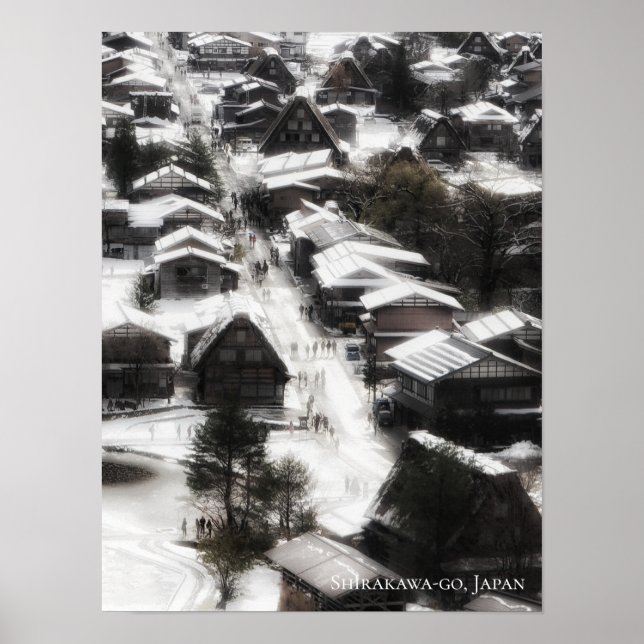 Shirakawago Snow Village Japan Reiseziel Poster (Vorne)