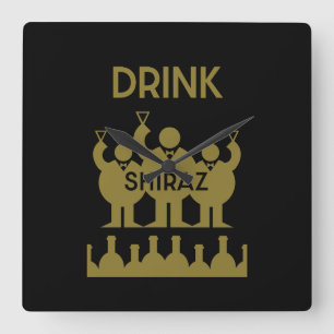 Shiraz-Weintrinker Quadratische Wanduhr