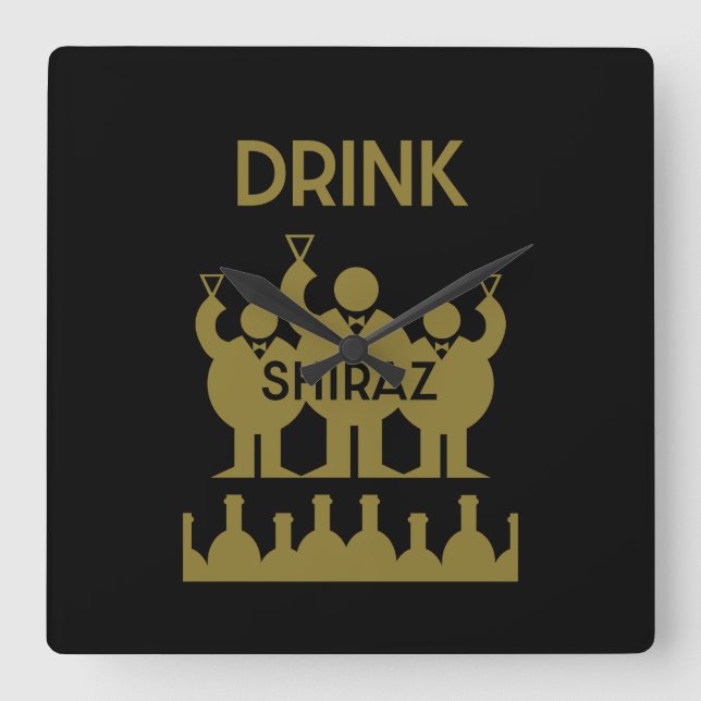 Shiraz Wine Drinkers Quadratische Wanduhr (Vorderseite)