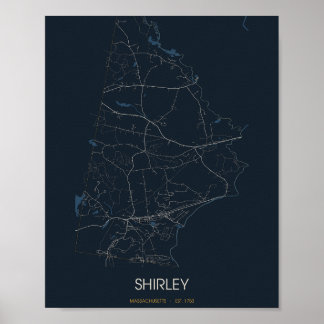 Shirley Massachusetts Straßenkarte Poster (Nacht)