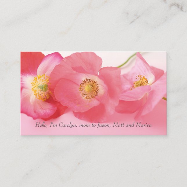 Shirley schlägt nahe Mama auf Telefonnummerkarte (Vorderseite)