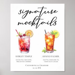 Shirley Temple Arnold Palmer Mocktails Menü Poster