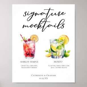 Shirley Temple Mojito Signature Mocktails Menü Poster